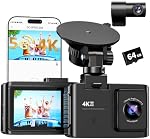 WANLIPO Cam avant et arrière Dash,4K Camion Dash double canal pour voiture,5G WiFi,2" IPS,Gratuit 64GB Carte,4K+1080P Caméra de Dash, contrôle d'application, enregistrement de boucle, G-sensor,WDR,Vision nocturne, 24H Moniteur de stationnement