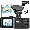 Dash Cam delantera y trasera: Cámara de tablero de doble canal 4K – WiFi de 5 GHz, cámara de tablero para automóviles con tarjeta de 64 GB, IPS de 2″, control de aplicaciones, sensor G, grabación en