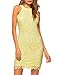 Lamilus Women's Summer Backless O-Neck Lace Mini Short Casual Wedding Dress,Yellow,Medium