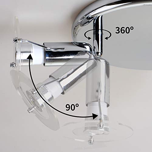 Modern 3-Light Multi-Directional Ceiling Fixture, Adjustable Round Track Lighting Kits, Energy Saving LED Bulbs Include Flushmount Ceiling Light for Living Room,Kitchen,Hallway,Bedroom,Polished Chrome - Thumbnail 7