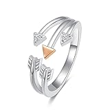 TABOJS Anillo Abierto Ajustable de Plata de Ley 925 para Mujeres y niñas, Anillos de Dedo de, Regalo de joyería, Anillo con Cruz de Chakra/Hoja/Flor de Rosa/Flecha