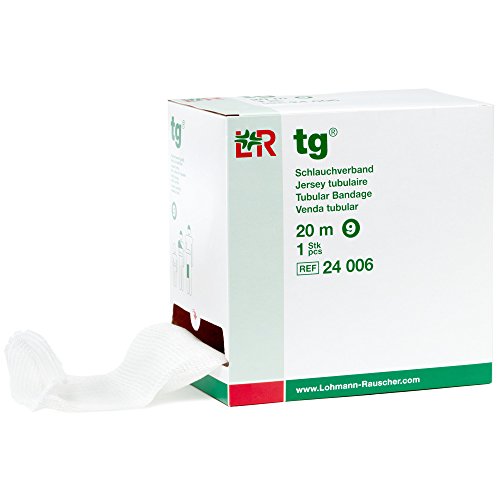 Lohmann & Rauscher tg Tubular Bandage, Seamless Knit Stockinette Wrap for Lymphedema Compression Bandaging, 67% Cotton, 33% Viscose, Size 9, 20 m Roll