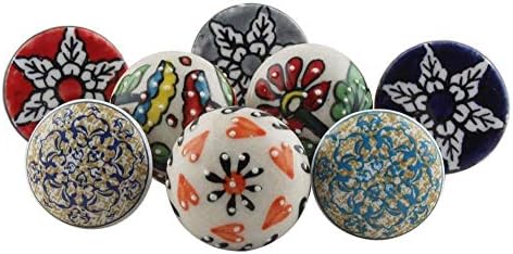 Multicolor Ceramic Cabinet Knobs- Dresser Knobs 25 Pack- Etched Drawer Pulls- Vintage Knobs- Decorative Knobs- Multi Drawer Knobs- Kitchen Cabinet Knobs- Multi Cabinet Pulls- Door Handles 1.5"