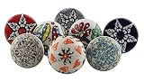 Multicolor Ceramic Cabinet Knobs- Dresser Knobs 25 Pack- Etched Drawer Pulls- Vintage Knobs- Decorat