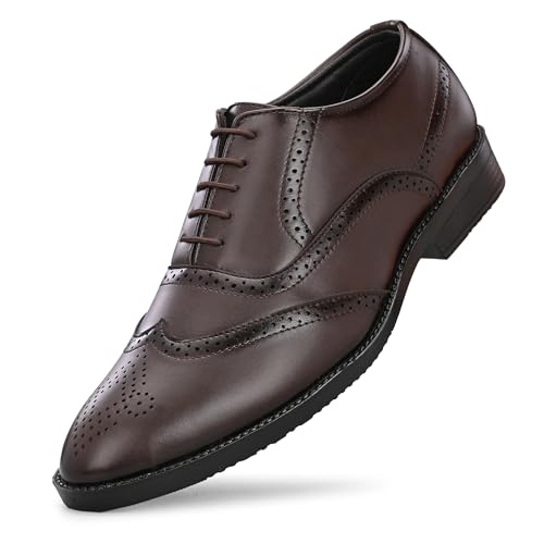 Image of Premium Classic Business Casual Brogue Shoe, Black, Lace-Up Oxford Style, Wingtip Design
