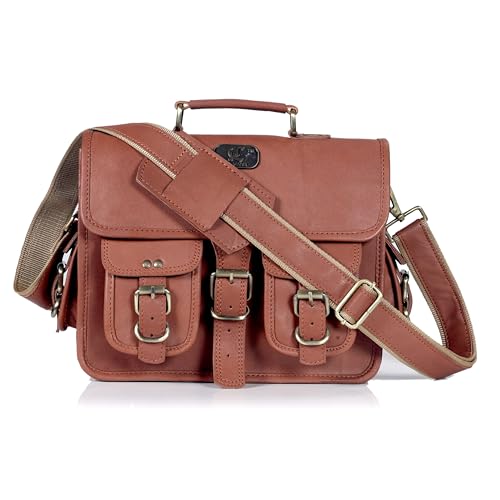 Bolso mensajero de cuero unisex para laptop 12 pulgadas miniatura 4