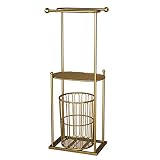 Portasciugamani autoportante, piantana porta asciugamani bagno da terra,piantana porta asciugamani salvaspazio con cesto della biancheria,per Cucina Bagno Piscina esterna(Size:122*69*45CM,Color:gold)