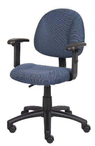 Boss Office Products Perfect Posture Delux Fabric Task Chair With Adjustable Arms In Blue #TOP2