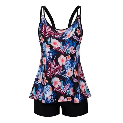 Arolina Tankini Swimsuits for Women Tummy Control Two Piece Bathing Suits Flowy Swim Tops with Boy Shorts