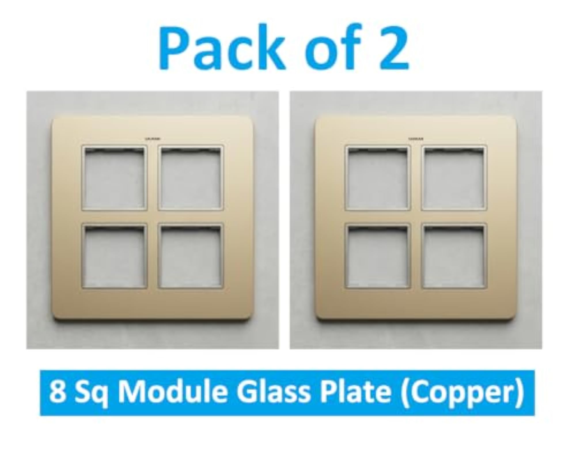 Pack of 2 8 Module Square Glass Wall Plate