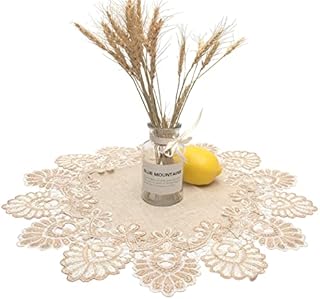 MOVKZACV Embroidered Lace Flower Placemat Tablecloth Round Lace Table Cover for Kitchen Dinning Wedding Home Decorations