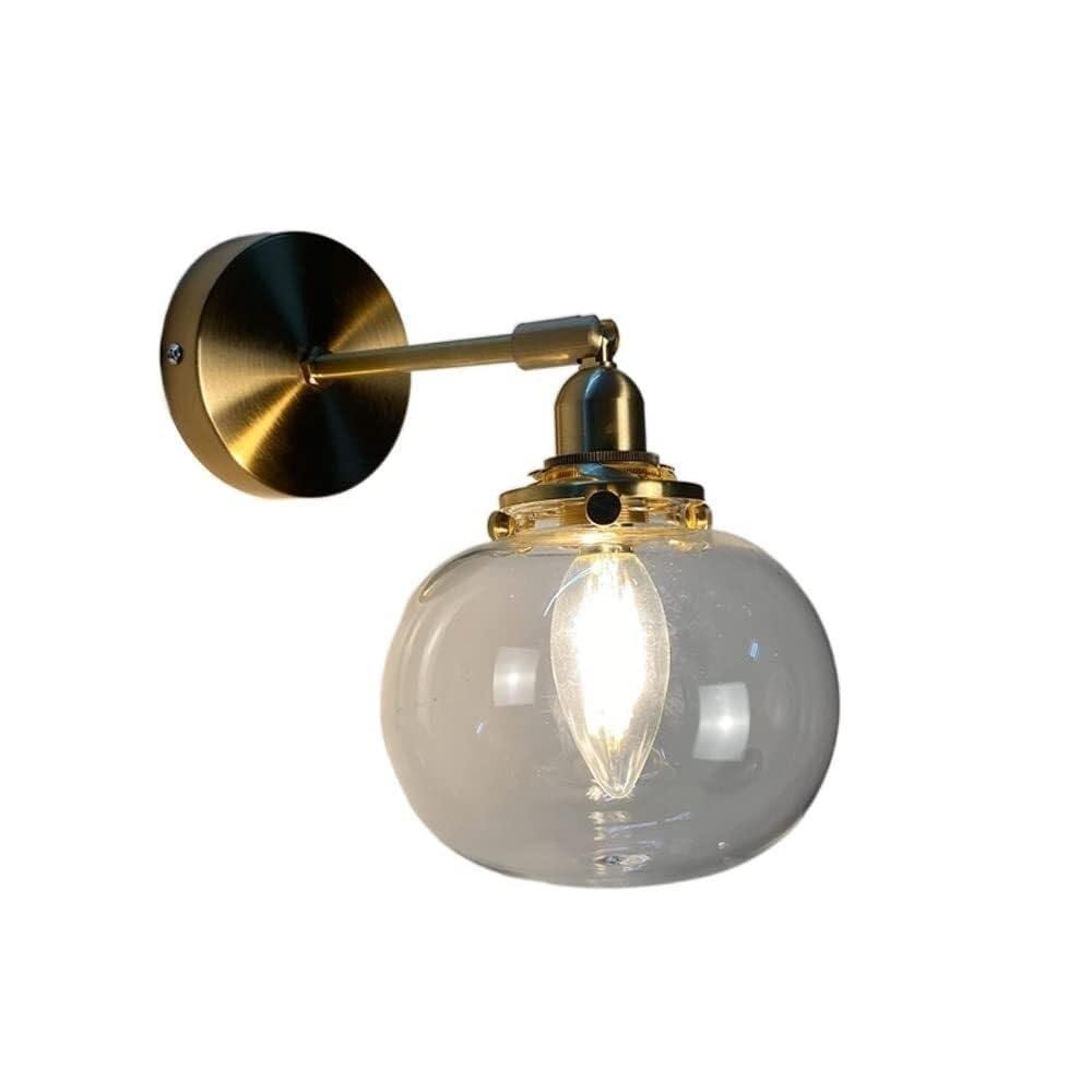 Applique da Parete per Interni Camera da Letto Comodino Lanterna da Parete E27 Lampade da Parete Giapponesi retrò in Ottone E Vetro Veranda Corridoio Bagno Specchio del Bagno Luce Frontale