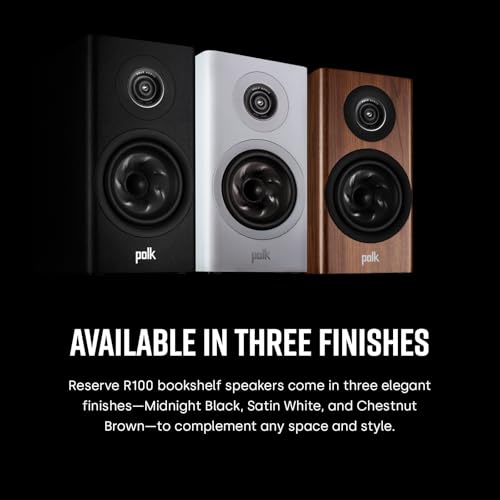 Image of Polk Reserve R100 Bookshelf Speaker for Home Theater Audio & Home Stereo Speakers, 1 inch Pinnacle Ring Tweeter & 5.25 inch Turbine Woofer, Hi-Res, Dolby Atmos & IMAX Enhanced, Wall Mountable, Black