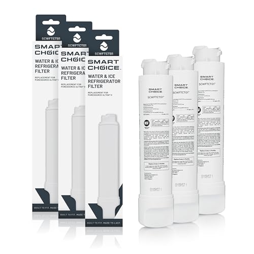 Image of Smart Choice SCWFTCTO13PK Refrigerator Water & Ice Filter, Genuine Replacement for Frigidaire EPTWFU01 PureSource Ultra II and Electrolux EWF02 PureAdvantage, 3-Pack