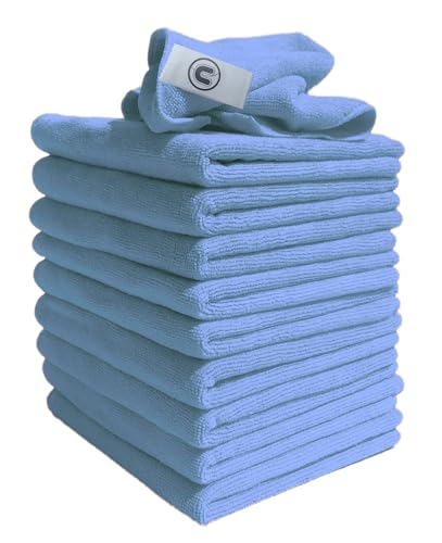 Image of DCS Microfibre Cleaning Cloth, Blue, Pack of 10, Large Size: 40x40cm. Super Soft Premium Streak Free Washable Cloth Duster for Kitchen , Bathrooms, Surfaces, Mirrors, Car, Motorbike