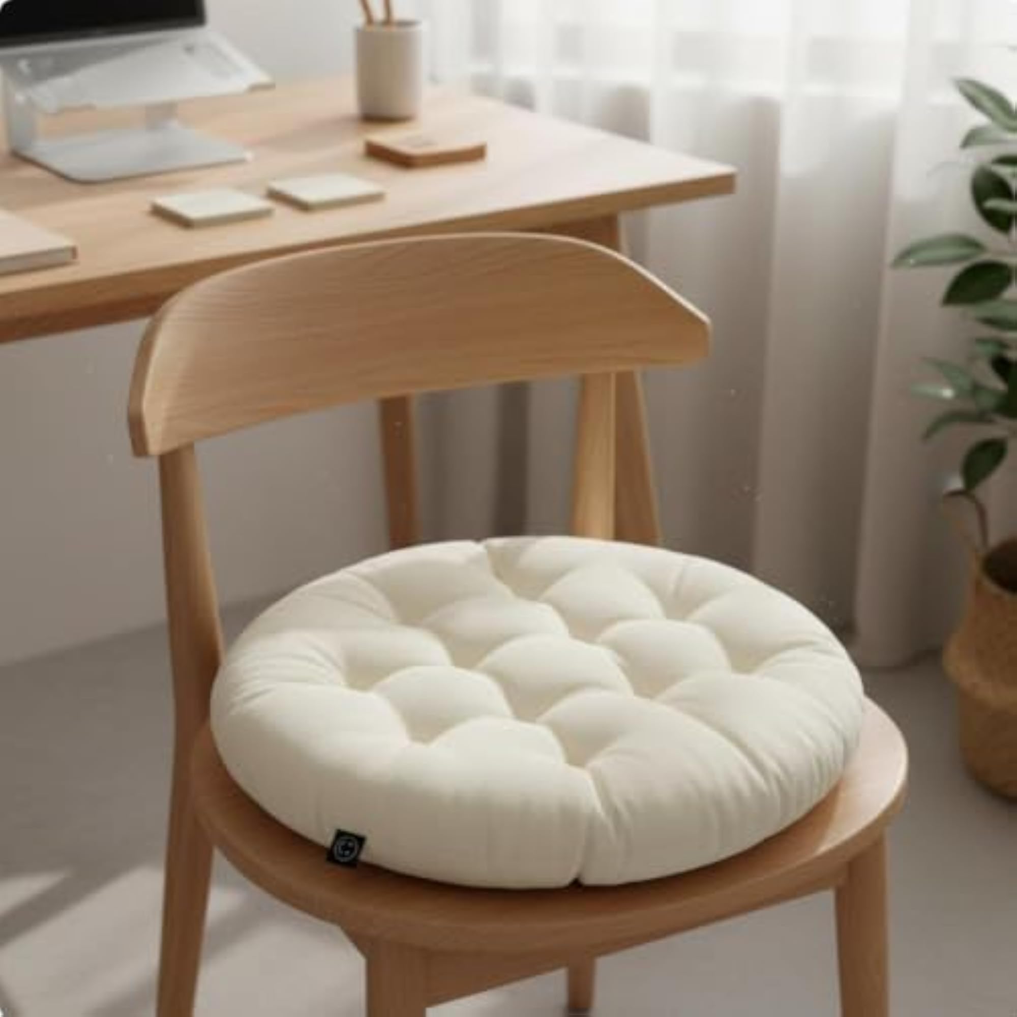 Solid Color Tufted Chair Cushion for Comfort