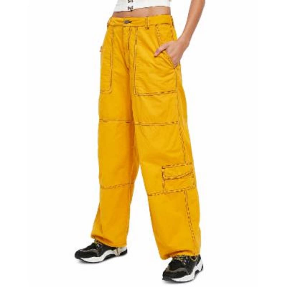 Free People Womens Cotton Contrast Wide Leg Pants