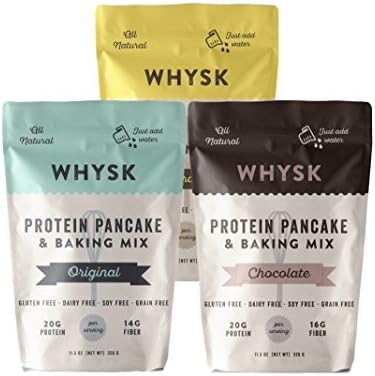 Pre-Summer SALE! Whysk Protein Pancake & Baking Mix High Protein Fiber Paleo Friendly - Original,Chocolate,Snickerdoodle 3pk