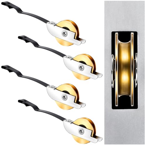 Lounsweer 4 Pcs 1 Inch Steel Sliding Screen Door Roller Springs Tension Rollers Replacements Durable Replacement Hardware for Smooth Sliding Operation Fits Standard Screen Door Systems(Bent)