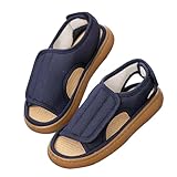 haozaikeji Men Diabetic Slippers Extra Wide Width Diabetic Sandals Open Toe Swollen Slippers Adjustable Edema Slipper for Swollen Feet Edema Arthritis Elderly (Blue/US12)