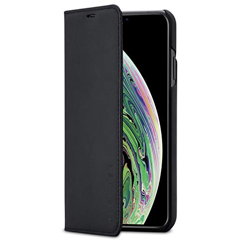 KANVASA Housse iPhone XS Max Cuir Noir Pro Coque Portefeuille en Vrai Cuir Haut de Gamme pour iPhone XS Max d’Apple - Étui à Rabat Ultra Mince avec Fermeture Magnétique & Poche de Cartes Cover