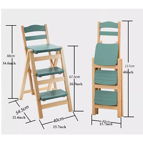 Sedia pieghevole in legno a 3 gradini, sgabello portatile leggero con ampi gradini, portata 150 kg, scaletta multifunzione per casa e ufficio, design salvaspazio, ideale per biblioteca e esposizione