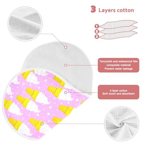 Ice Cream Star Pink Baby Burp Cloths Absorbent Cotton Burp Cloths Rags Burping Clothes for Babies Burp Cloth Baby Bibs Washcloths for 22x11IN Baby Boy Girl Essentials,2 Pack4