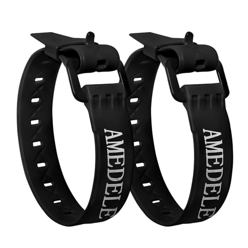 AMEDELE 2 Pack Lashing Straps with Buckles,Adjustable Utility Tension Straps,Simple Tie-Downs Straps for Securing Bike Moto Luggage,Garden Hoses,Skis,Wires and Cables,Black,14\"