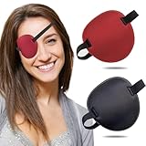 THSIREE 2PCS Eye Patch, Medical Eye Patches for Kids and Adults, Soft Amblyopia Lazy Eye Patches for Left or Right Eyes (Black, Red)