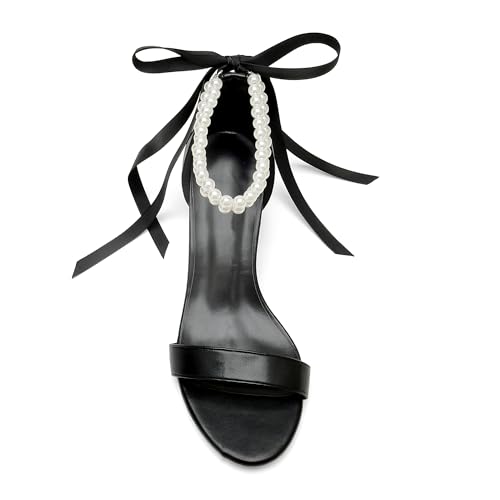 Pearl Wedding Shoes for Bride - Low Open Toe Bridal Heels With Bow, Chunky Block Heel for Women's Prom, Evening Party, Dress Pumps2