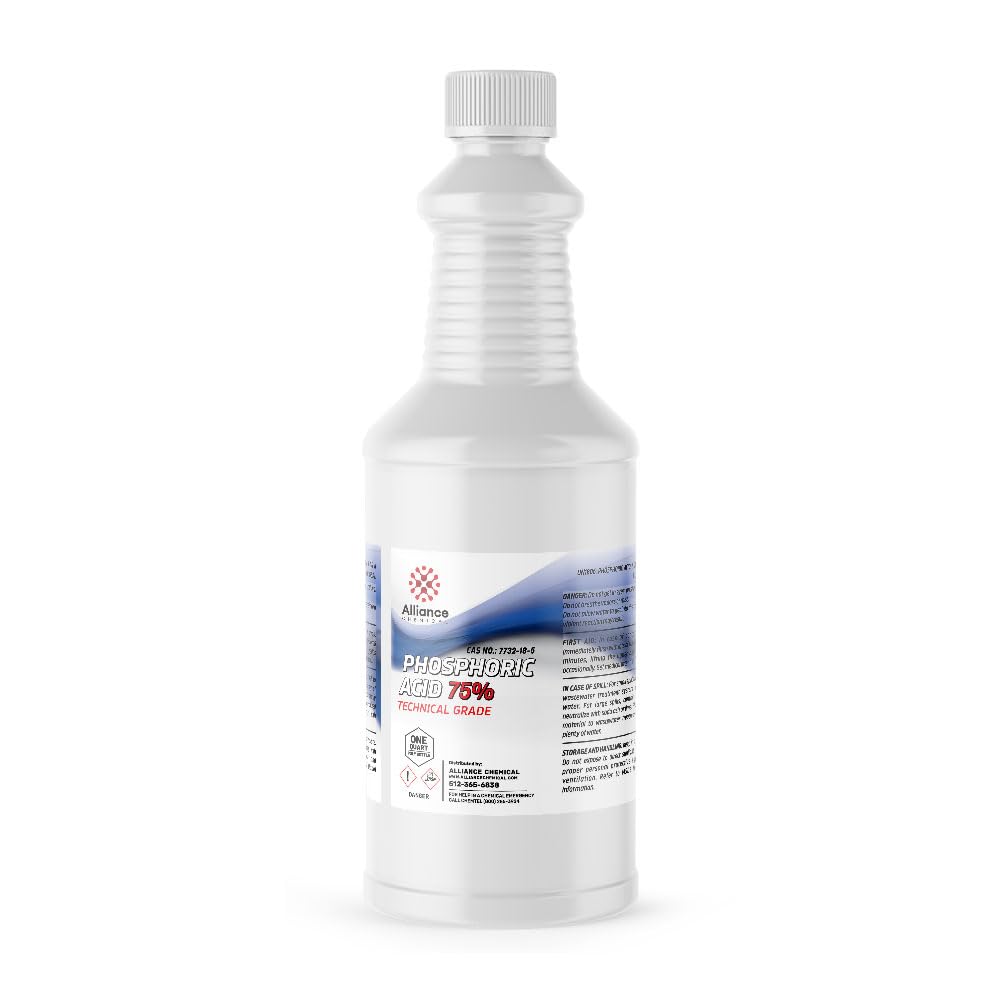 Phosphoric Acid 75% - 1 Quart Bottle (32 fl oz.) - Technical Grade - High-Quality phosphoric Acid Suitable for Various Industrial Applications