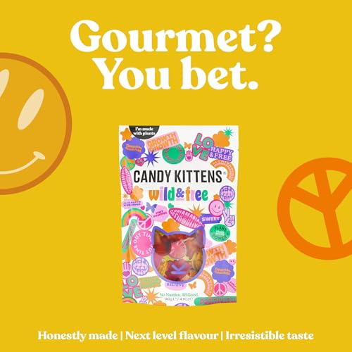 Candy Kittens Vegan Sweets – Wild & Free (140g Pack of 7) – Plant-Based Vegetarian & Vegan Treats with Real Fruit Juice, Great for Pick & Mix or Gift Box, Ideal Snack for All