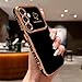 LCHULLE for Samsung Galaxy S24 FE Case for Women Girls, Cute Wave Frame Curly Shape with Love Heart Raised Camera Protection Cover Luxury Plating Shockproof Phone Case for Galaxy S24 FE, Black