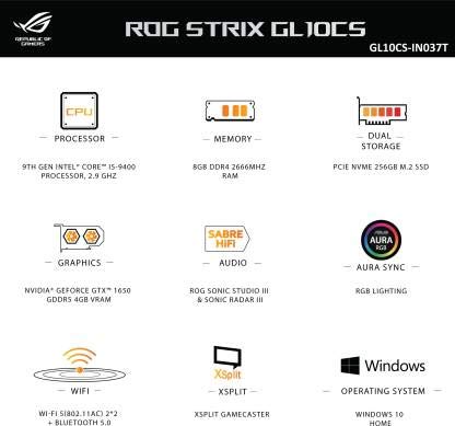 PC Gamer ASUS ROG Strix GL10CS FR116T – I5-9400, 8Go RAM, 512Go SSD – Windows