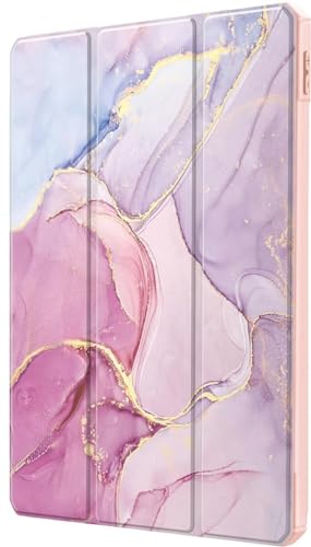 Image of ProElite Cover for Samsung Galaxy Tab S10 Lite 10.9 inch / Tab S9 FE 10.9 inch /Tab S10 FE /Tab S9 11 inch Cover Case, Smart Flip Case Cover with S Pen Holder, Marble Rose Pink [Transparent Back]