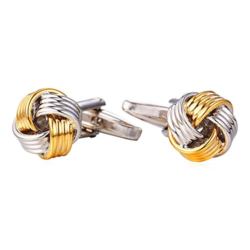 U7 Knot Cufflinks for Men Business Wedding Platinum 18K Gold Plated Cuff Links