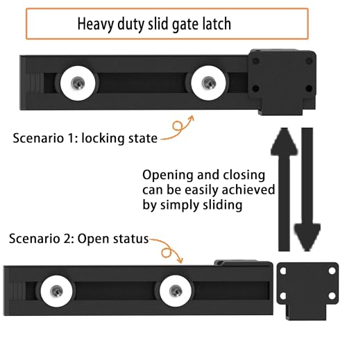 Image of Sdstone Slide Gate Latch,Heavy Duty Door Latch with Padlock Hole,Adjustable Latch Lock with Two Rolling Wheels,Fit for Wooden Fences,Shed,Cottages Farmhouse, Outdoor and Interior Door (Matte Black)