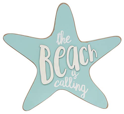 Col House Designs 35308 The Beach is Calling Wooden Starfish Sign - Nautical Decor - Beach Decorations for Home - Beach Gifts