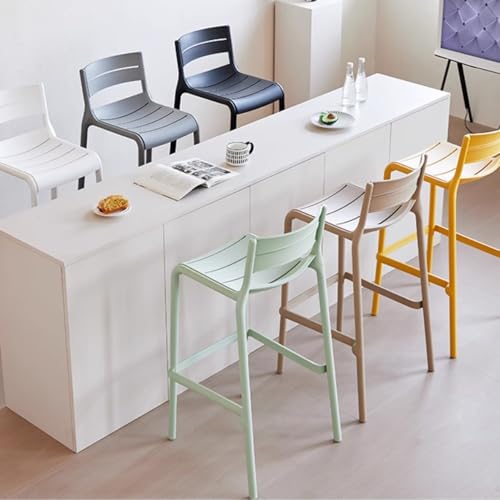 Tabourets d'îlot de cuisine avec dossier et chaise de bar plastique - 5