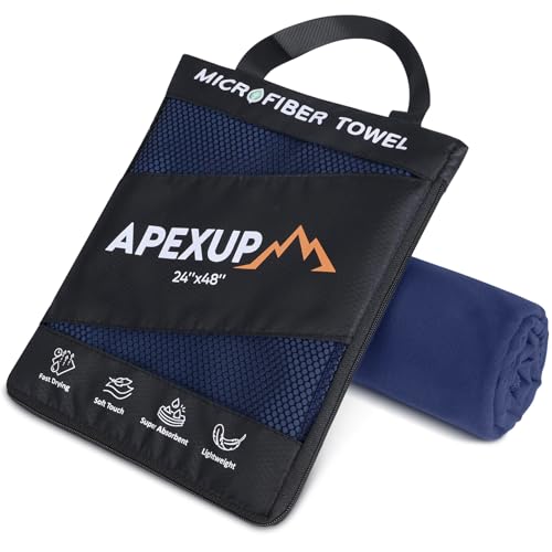 APEXUP Microfiber Travel Towel Gym Towel, Navy Blue (48"×24")