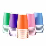 Cadeaux4U 50 Pieces Disposable Paper Cups Rainbow Party Cups for Party, Weddding and Holiday, 5 Colors,9 Ounce