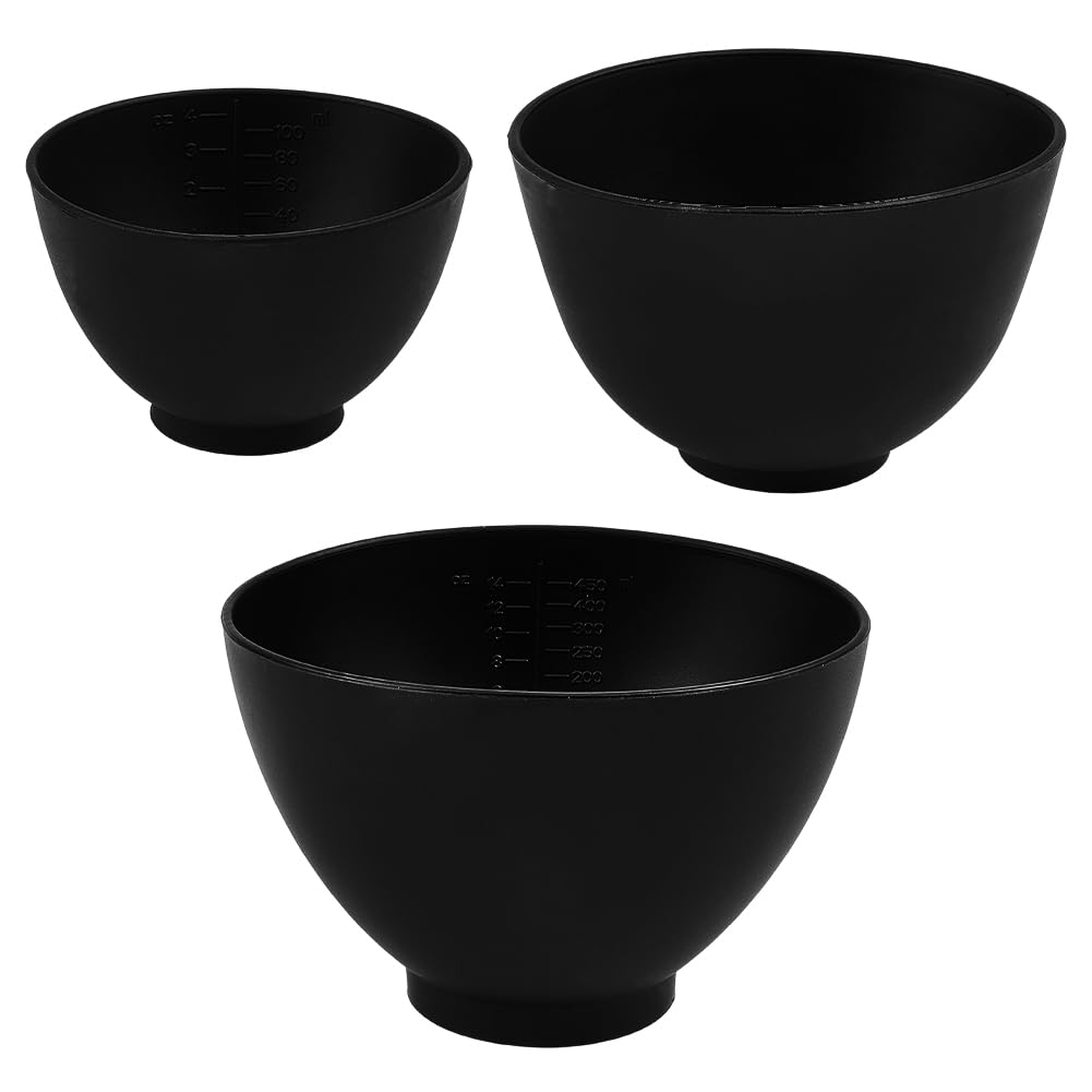 GORGECRAFT 3 Sizes Facial Mud Bowls Small Black Reusable Flexible Silicone FaceBowl Face Skincare Products Mixing Bowls Cosmetic Beauty Tool Kit for Home Salon Lady Women Skin Care