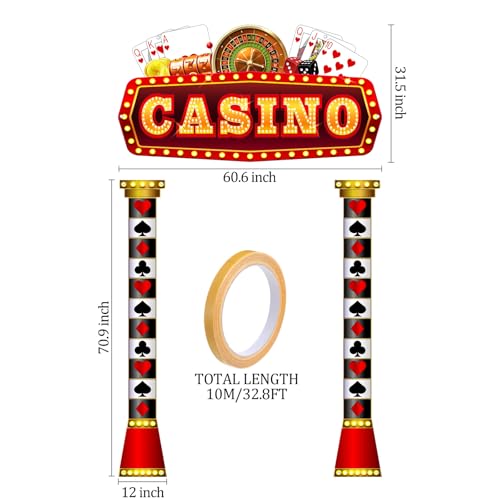 Image of Peryiter 3 Pcs Casino Movie Night Porch Sign Banner Movie Casino Theme Party Decorations VIP Door Entrance Banner Movie Theater Welcome Porch Sign Red Carpet Party Decoration (Casino Night)