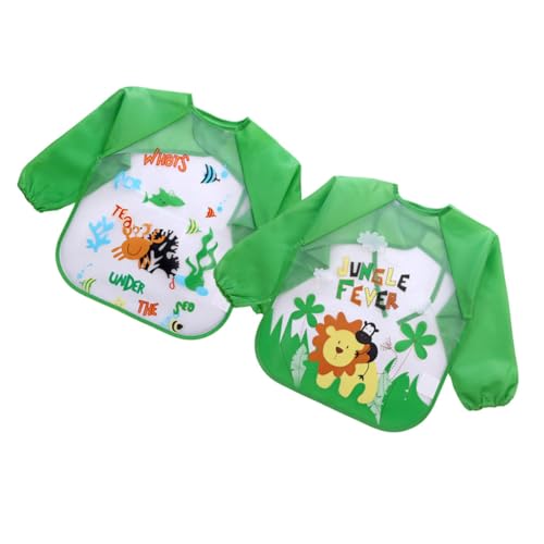 BESPORTBLE 2 piezas Baberos Impermeables de Manga Larga para Bebés Diseño EVA Resistente Lavables y Reutilizables para Alimentación y Protección de Ropa Pequeños