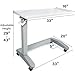 Vaunn Medical Adjustable Overbed Exam Bedside Table with Wheels (Hospital and Home Use), New Tabletop, Light Gray