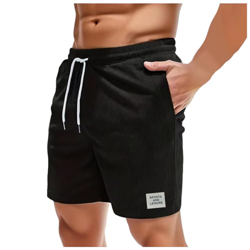 Pantalones Cortos Casuales de Verano para Hombre Urbana Confortable Tejido y Transpirable (Black, XL) c72
