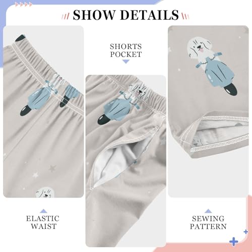 Boys' Pants White Spaniel Dog Riding Scooter Long Bottoms Jogger Pants Elastic Waist Trousers with Pockets S-XL4