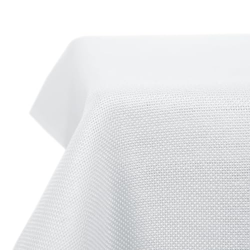 Deconovo Tischdecke Weiß 130 x 160 cm Leinenoptik Tischtuch – Ansicht 1