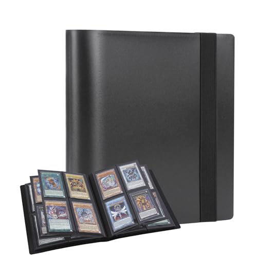ECOSEAO Album de cartes à collectionner à 4 poches, 160 pochettes, classeur de cartes pour MTG et photographies de football TCG (noir)