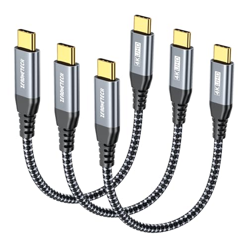 Image of ZeroneTeck 6 Inch USB C Cable [3-Pack 0.5FT], USB C 3.2 Gen 2 Cable 20Gbps High Speed Data Transfer, 4K Monitor Video Output 100W Charging, for iPhone 17, MacBook, iPad, Externa SSD, Dell, ARZOPA, KYY